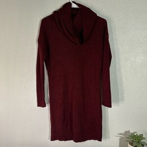 Lulus Burgundy Cowlneck Long Sleeve Sweater Dress Extra Small